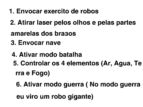 os poderes do meu novo personagem