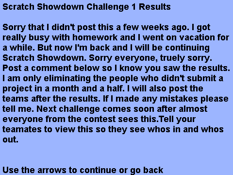 Scratch Showdown Challenge 1 Results