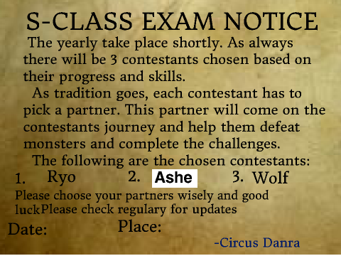 S-Class Exam Notice