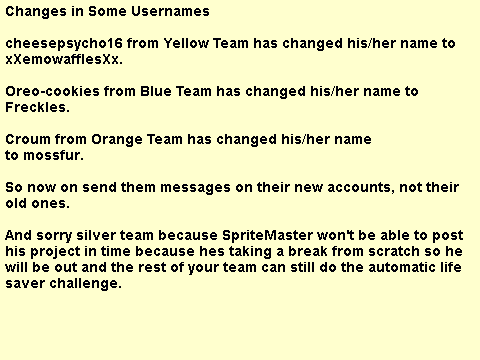 Changes in Some Usernames