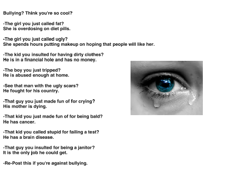I am against bullying. Please re-post if you are too remix remix remix remix remix remix remix