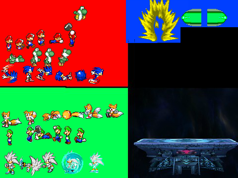 Mario and sonic and yoshi VS Luigi and tails and silver