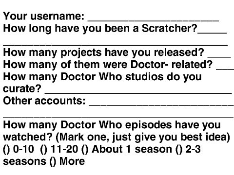 The Ultimate Doctor Who Club Membership Form!!!!