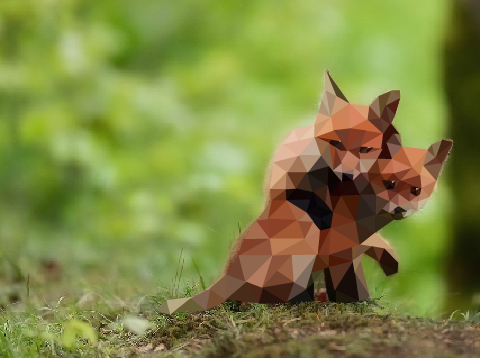 Fox Cubs PolyArt  reverse Speed-draw
