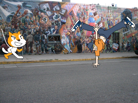 scratch cat running away from a challange!!!!