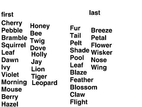 warrior names