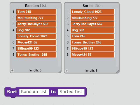 How to Sort Score List [Block]