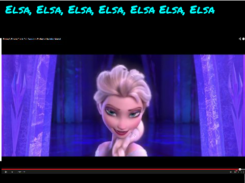Elsa in her ice palace closing the door