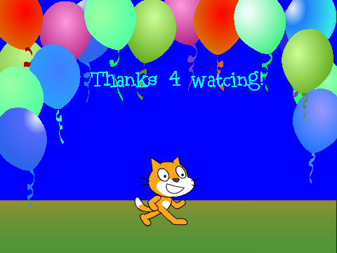 Scratch Cat reads a book