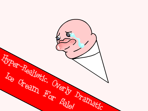 Hyper Realistic, Overly-dramatic, Ice cream cone