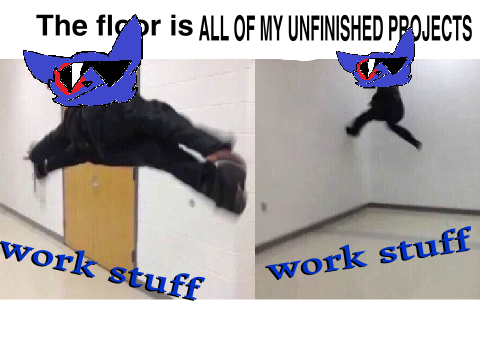 The floor is ALL OF MY UNFINISHED PROJECTS