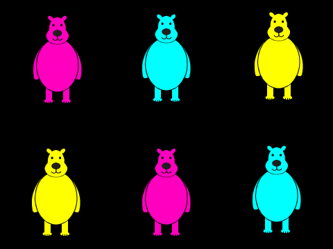 Pop culture animation waving bears
