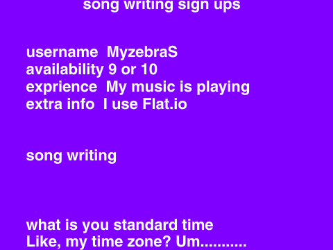 Song Writing Sign up