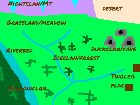 IceClan, DuckClan, HollowClan, & NightClan Map of Camps