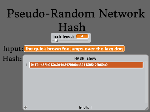 Pseudo-Random Network Hash