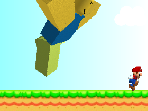 Add yourself running from the Giant Flying Noob!