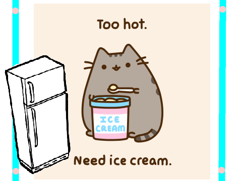 pusheen eating ice cream.