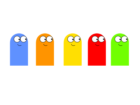 Bloo, Orangey, Yellowey, Redy and Greeny's New Looks