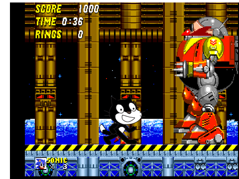  Dark cat vs Eggman robot