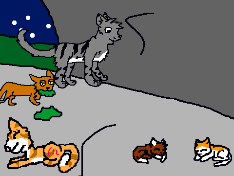 Add your Warrior cat eating or doing something in a cave!