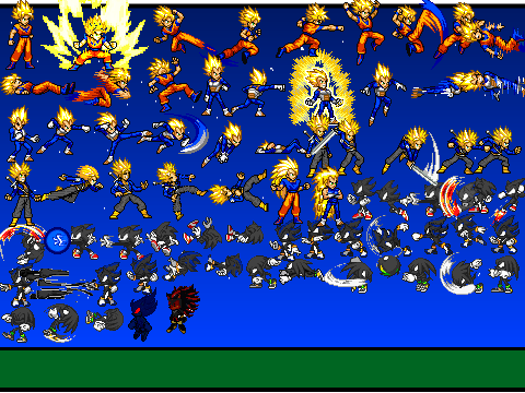 dark knuckles sonic shadow vs ssj goku vegeta trunks