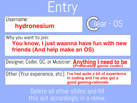 CLEAR-OS entry form