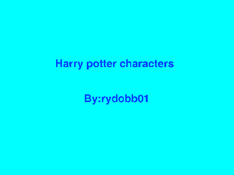 Characters In Harry potter