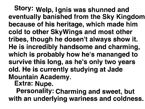 Wings of fire rp bio sheet remix