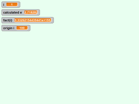 calculate e using factorials