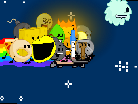 Object show characters riding on Nyan Cat 3