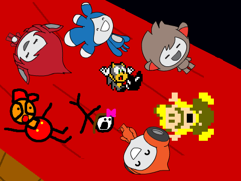 Yellow Mario's friends ride the secret slide (and the Scratch Mascots?!)