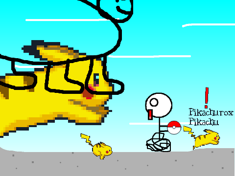 Add yourself running from a giant Pikachu! remix remix remix