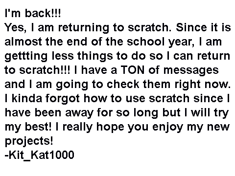 I'm Back!!!!