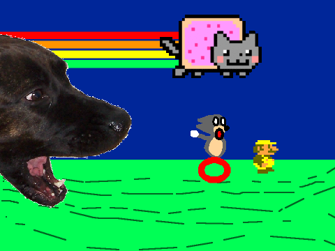 Add yourself running from a dog!