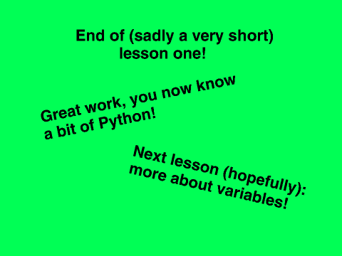 Python basics - lesson 1: simple variable language