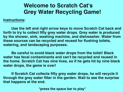 Scratch Cat's Grey Water Recycling Game