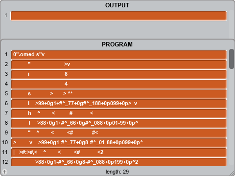 AMC #12 - Befunge 93 Interpreter