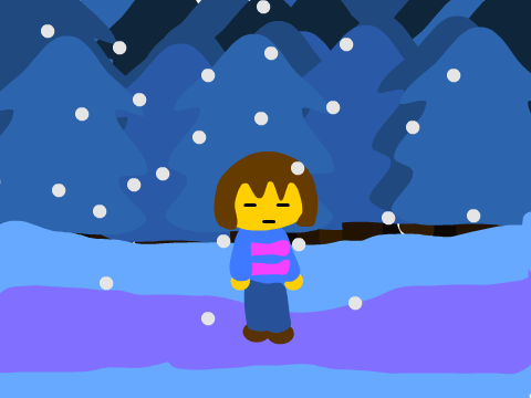 Frisk が Snowdin Forest を 歩くだけ