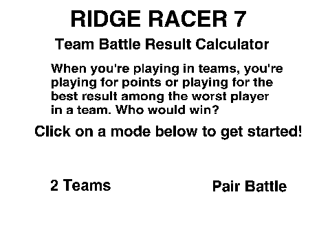 Ridge Racer 7 Team Result Calculator