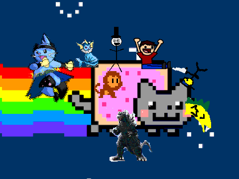 Add yourself riding nyan cat with clebs