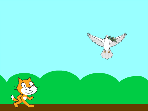 cat and bird