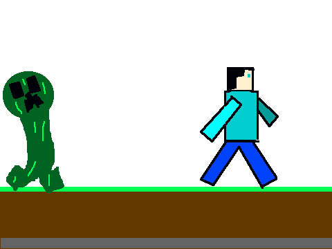 add yourself running from the minecraft creeper