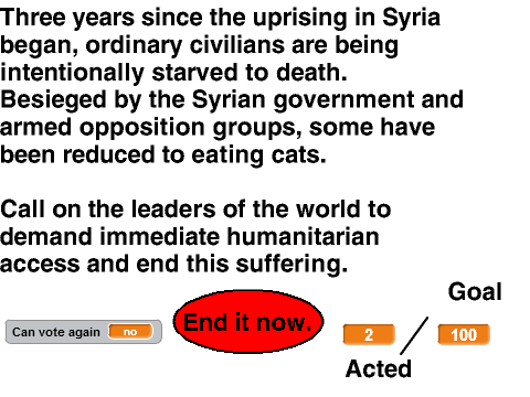 Petition to stop deliberate starvation in Syria!