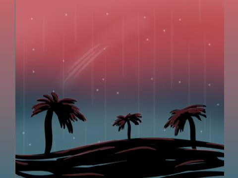 Sunset Palm Trees ~ Silhouette Art