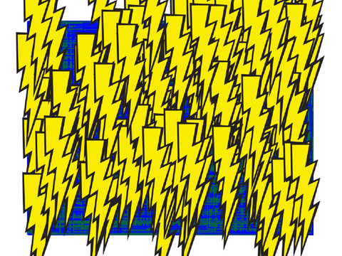 100 lighting drawing blue and green lines 