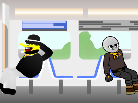 Bored Minate on the train