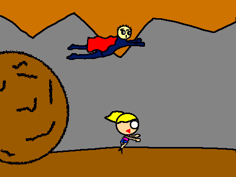Add somebody running from the boulder!