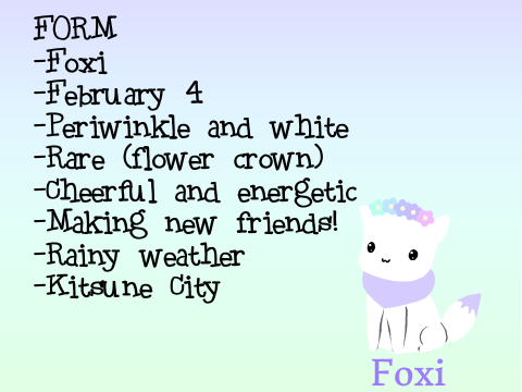 My Kitsuniko Adoption form