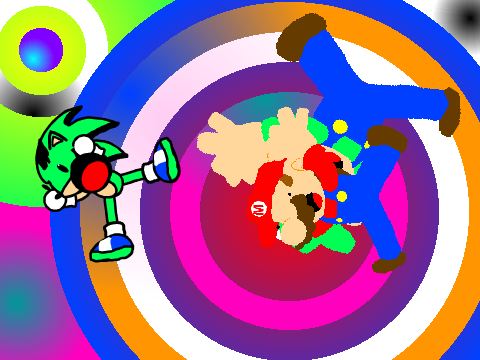 Neon e Mario e Luigi dando spaz