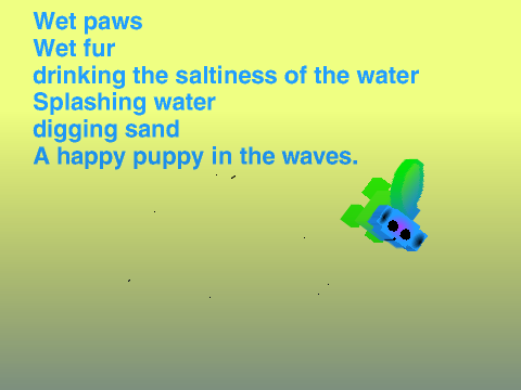 A puppy in the waves